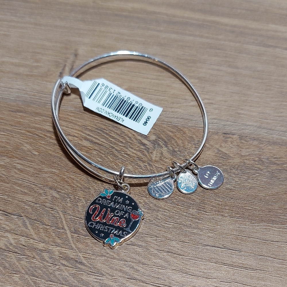 Alex and Ani I am Dreaming of a Wine Christmas Charmed Bangle Bracelet